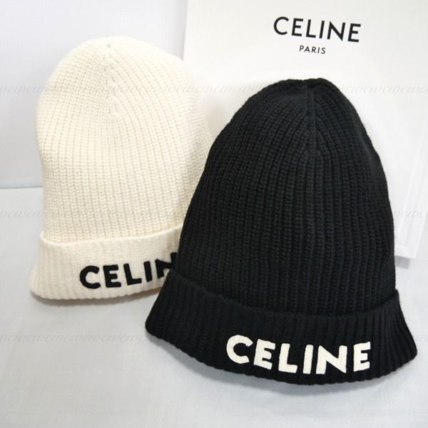 CELINE ニット帽 黒セリーヌビーニーユニセックス