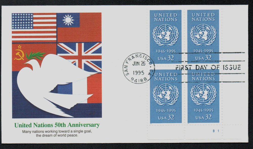 2974 - 1995 32c United Nations 50th Anniversary - Mystic Stamp Company
