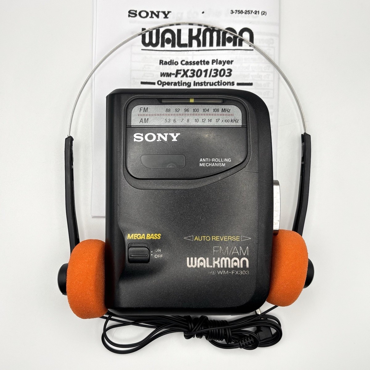 Sony Walkman WM-FX303 AM/FM Cassette Player - New Belt