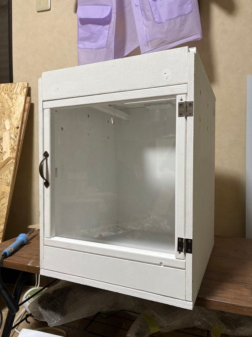 爬虫類ケージ 115×40×45 ガラス追加 金網②付木③