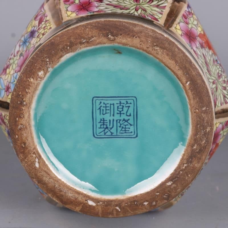 清乾隆琺瑯彩万模様六方挿花器 景徳鎮 陶磁器 装飾品 現代