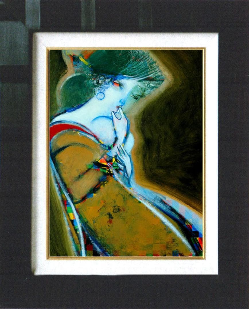 絵画 額付き (黒) 油絵 uF6-010511 私の愛しい女たち