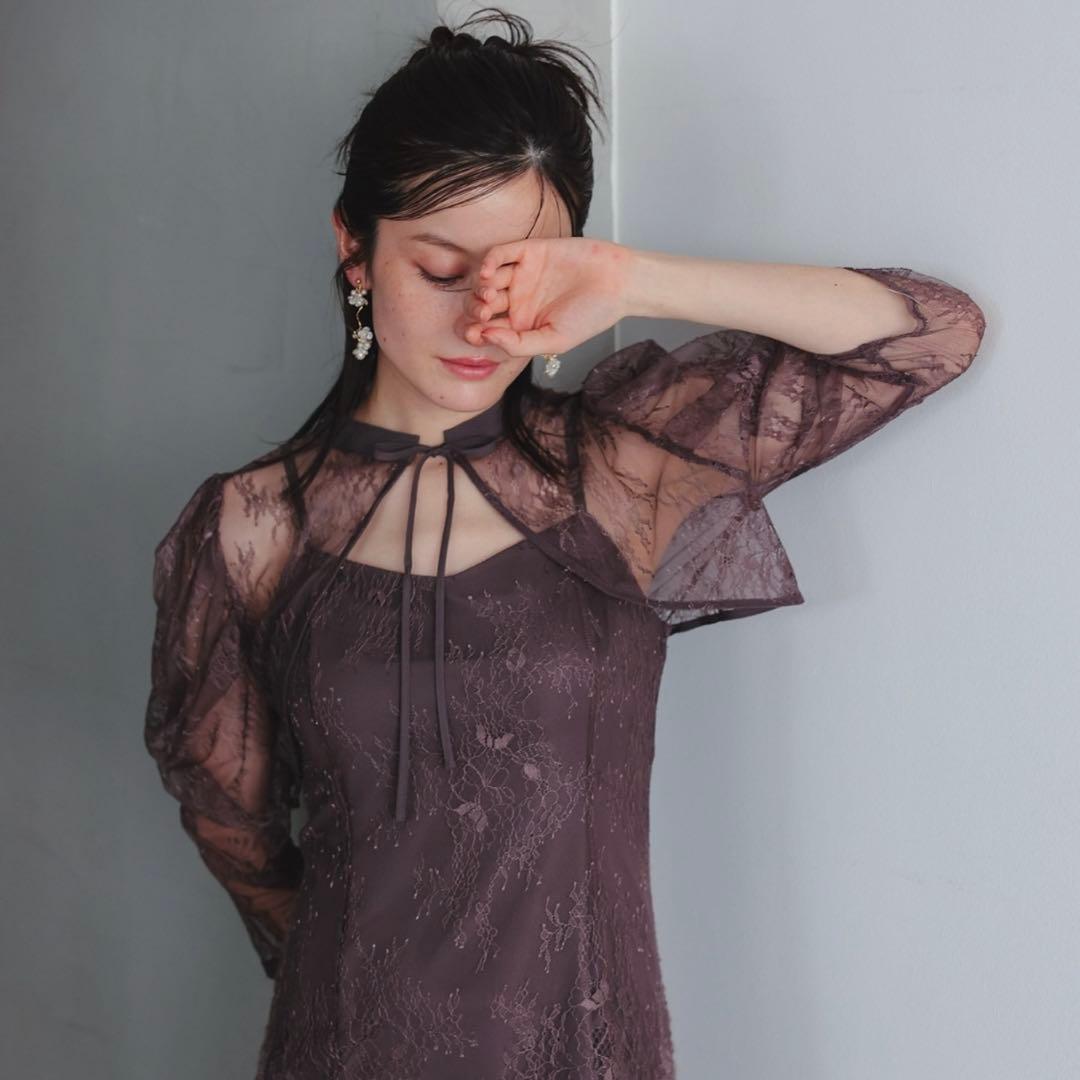 Dorry Doll ボレロレイヤーレースドレス　チャコールグレー　結婚式 Dorry Doll ボレロレイヤーレースドレス チャコールグレー 結婚式