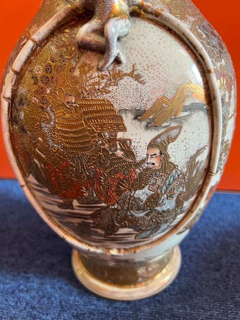 891 明治時代 薩摩焼 金彩人物 金蘭手 花瓶 時代物 - メルカリ