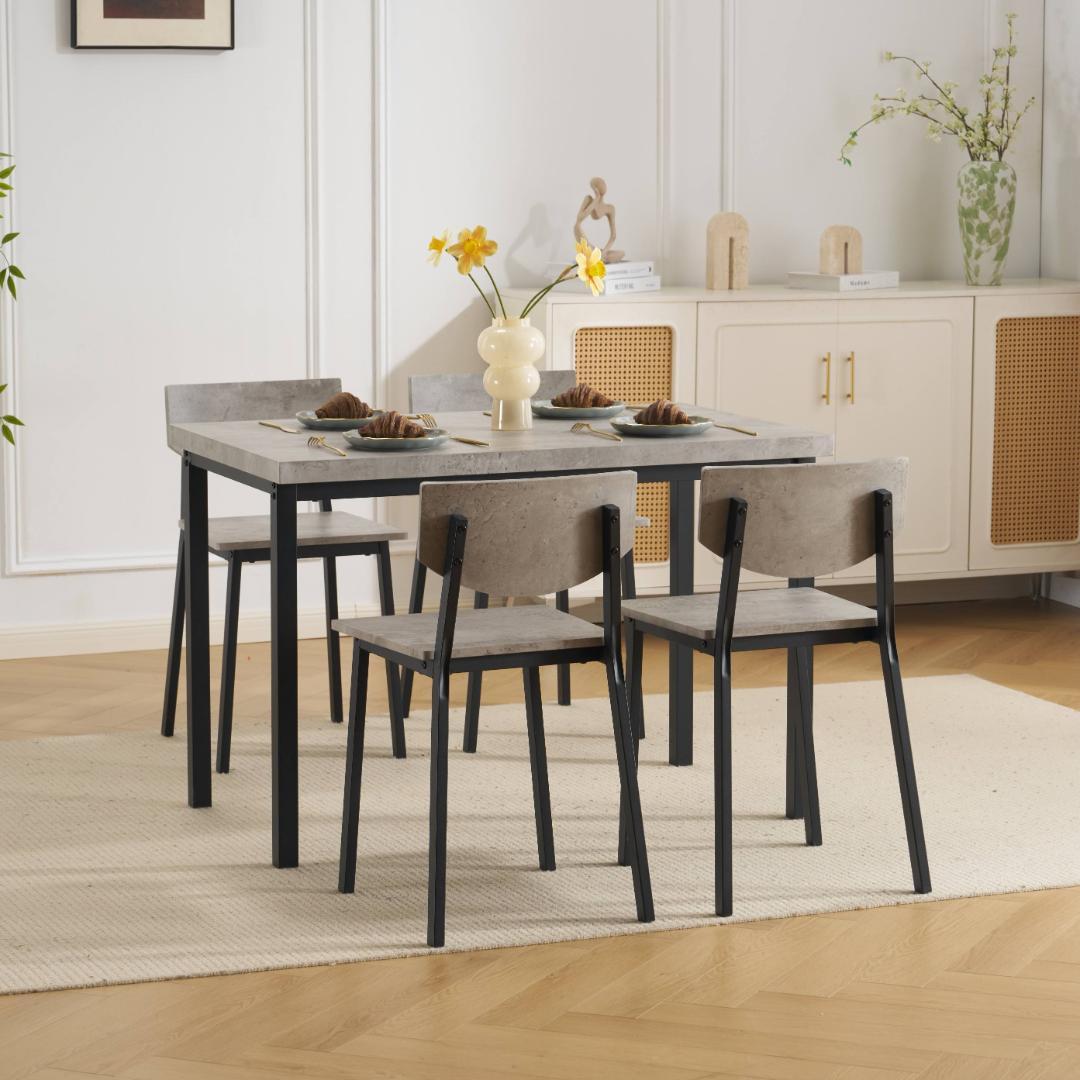 予約先行販売！1000円OFF4人掛け テーブル＆チェア4脚　オシャレ　GRAY