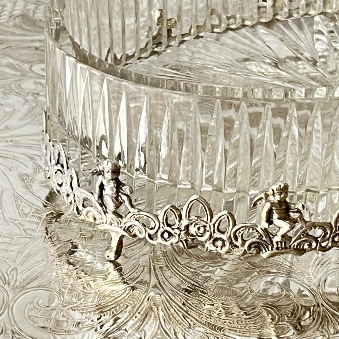 【ALBO】【純銀 / ガラス】天使と薔薇 オーバルのオーナメント 16.5cm