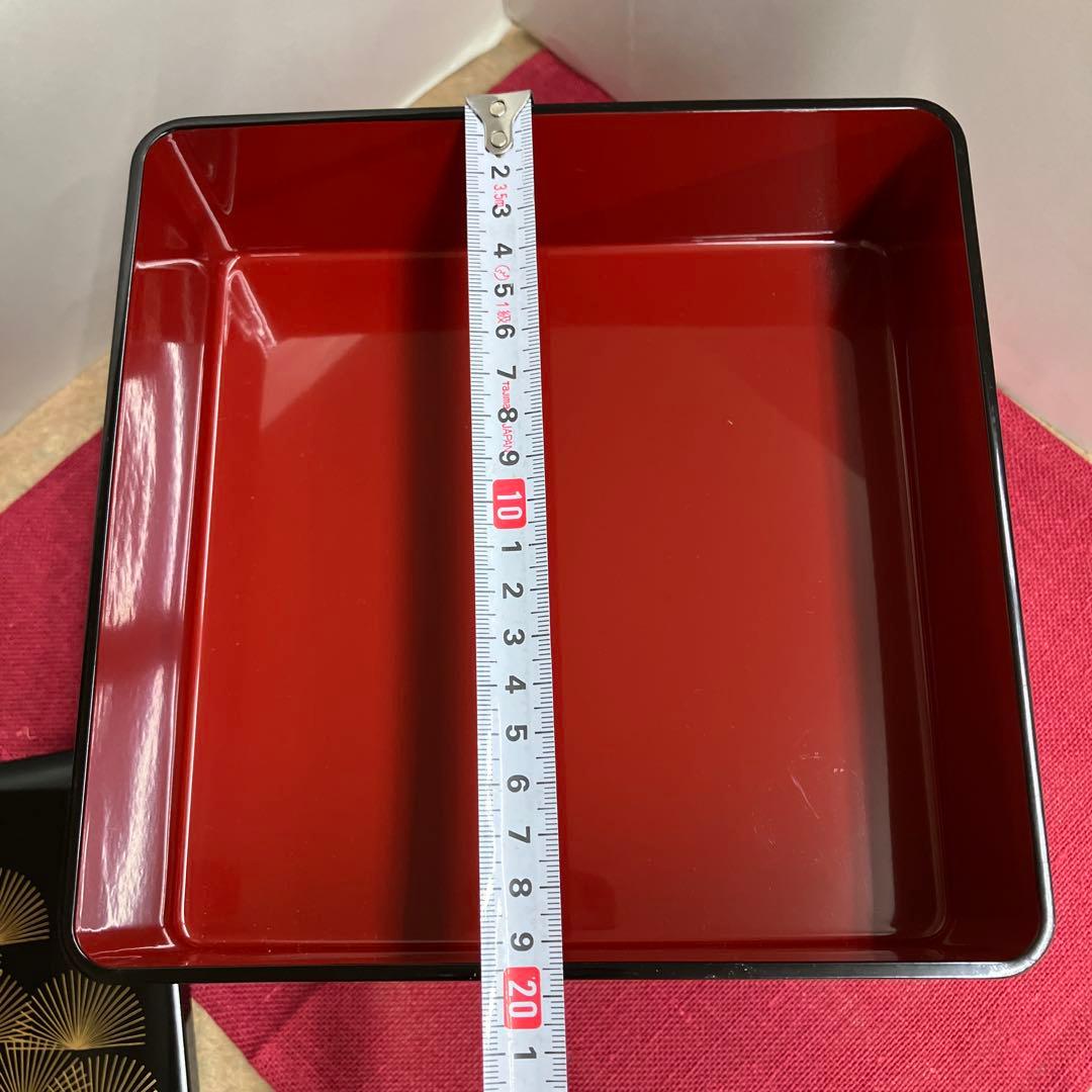 会津塗黒金老松松竹梅3段重箱